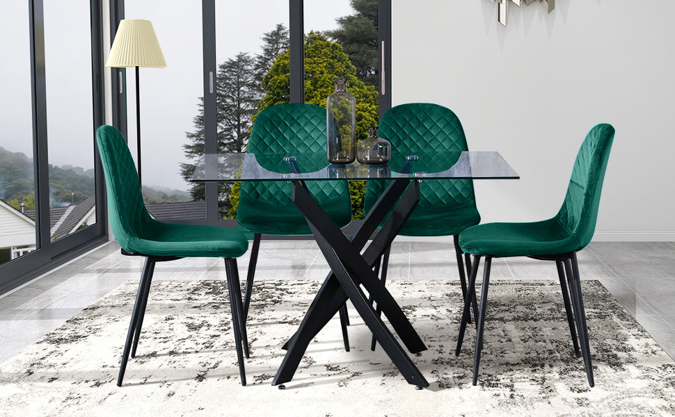 Dining Chairs Set of 4 Velvet/Green AWS024UK | LEUKHOUSE