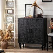 American Solid Wood Carved Dining Sideboard Storage Cabinet | LEUKHOME