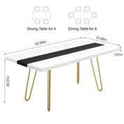 Rectangular Dining Table, Large Wooden Dining Table, 63 Inches Farmhouse Kitchen Table for Kitchen Dining Room CA | LEUKHOUSE