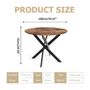 Round Dining Table 100x100cm Wooden/Black AWS022UK | LEUKHOUSE
