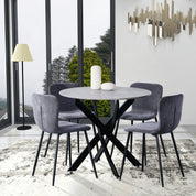 Round Dining Table 100x100cm Grey/Black AWS022UK | LEUKHOUSE