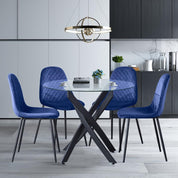 Round Dining Table 100x100cm Glass/Black AWS022UK | LEUKHOUSE