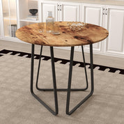 Esstisch Rund Holz Moderner Küchentisch Esszimmertische mit Schwarz Metallbeinen Tisch für Esszimmer Wohnzimmer Küche, Braun, 80 cm DE | LEUKHOUSE