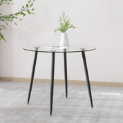 Esstisch Glas Esszimmertisch küchentisch Glastisch Moderner Stil Runder Tisch für Wohnzimmer Büro Küche Schwarz 80cm DE | LEUKHOUSE