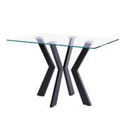 Glas Esstisch Rechteck Küchentisch mit Schwarzen Metallbeinen Moderner Industrieller Esstisch 110cm DE | LEUKHOUSE