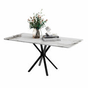 Couchtisch Weiß Wohnzimmertisch Marmor im Industriestil, Rechteckiger Sofatisch, Kaffetisch, TV Tische, für Wohnzimmer, Schlafzimmer, 100 x 50 x 45cm DE | LEUKHOUSE