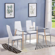 Esstisch aus Glas Rechteckiger Moderner Esstisch Küchentisch mit Metallbeine für Wohnzimmer Esszimmer Büro, Natur DE | LEUKHOUSE