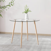 Esstisch Glas Esszimmertisch Modern küchentisch mit Metallbeine Moderner Stil Runder Tisch für Wohnzimmer Büro Küche, Glas DE | LEUKHOUSE