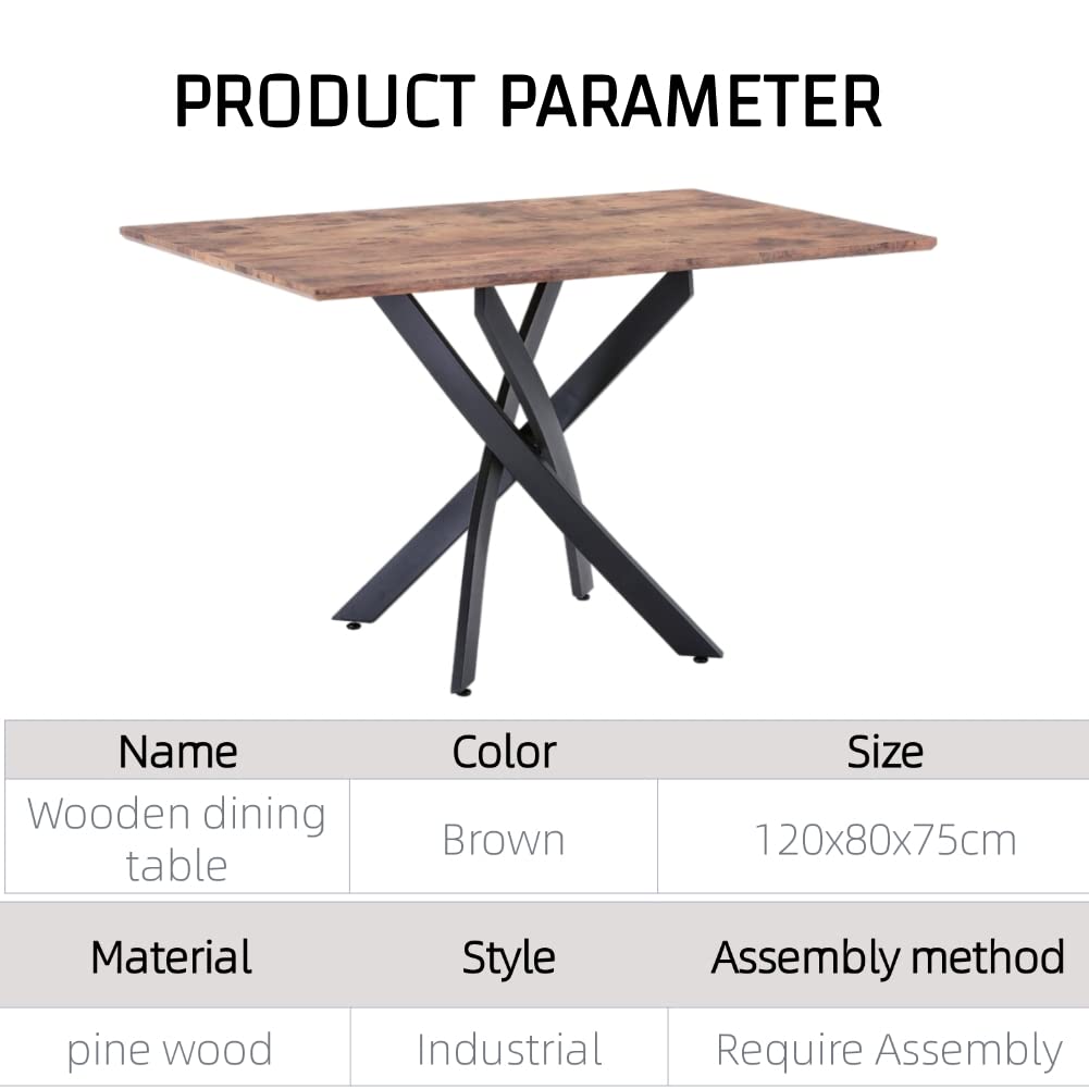 Rectangular Dining Table 120x80cm Wooden/Black AWS021UK | LEUKHOUSE