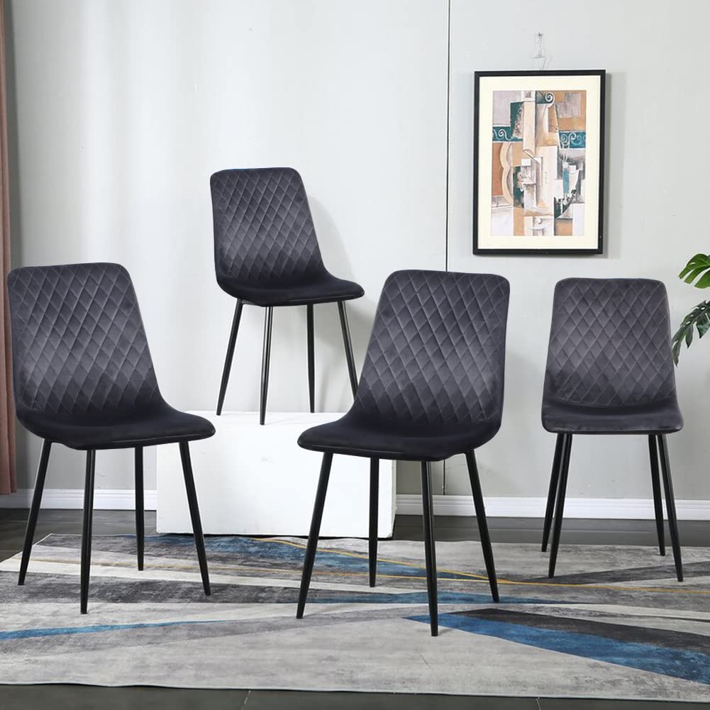Dining Chairs Set of 4 Velvet/Grey AWS125UK | LEUKHOUSE