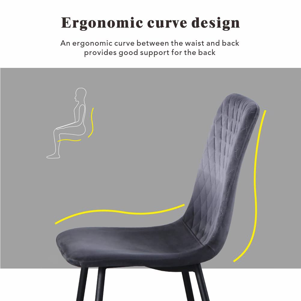 Dining Chairs Set of 4 Velvet/Grey AWS125UK | LEUKHOUSE