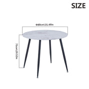 Esstisch Glas Esszimmertisch Moderner Küchentisch Rund Glastisch Marmor Tisch für Wohnzimmer Büro Küche 80cm，Marmor DE | LEUKHOUSE