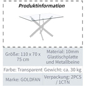 Glas Esstisch Küchentisch Glastisch Silberne Metalltischbeine Moderner Stil Quadratischen Tisch für Büro Küche 110cm DE | LEUKHOUSE