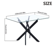 Esstisch Glas Küchentisch Glastisch Wohnzimmertisch mit Schwarze Beine Moderner Stil Rechteckiger Tisch für Büro Küche 110cm DE | LEUKHOUSE