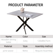 Rectangular Dining Table 120x80cm Grey/Black AWS021UK | LEUKHOUSE