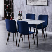 Rechteckiger Esstisch aus Glas Moderner Marmor Küchentisch mit Metallbeinen für Esszimmer Wohnzimmer, Weiß DE | LEUKHOUSE