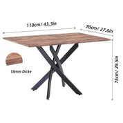 Esstisch Holz mit Schwarzen Metallbeinen, 4-6 Personen Geeignet Esstisch für Wohnzimmer und Büro 110 X 70 X 75 cm DE | LEUKHOUSE