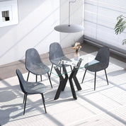 Glas Esstisch Rechteck Küchentisch mit Schwarzen Metallbeinen Moderner Industrieller Esstisch 110cm DE | LEUKHOUSE