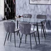 4er Set Küchenstühle Esszimmerstuhl Polsterstuhl Moderner Eleganter Wohnzimmer Stoff Stuhl mit Schwarze Beine，Grau DE | LEUKHOUSE