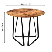 Esstisch Rund Holz Moderner Küchentisch Esszimmertische mit Schwarz Metallbeinen Tisch für Esszimmer Wohnzimmer Küche, Braun, 80 cm DE | LEUKHOUSE
