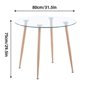 Esstisch Glas Esszimmertisch Modern küchentisch mit Metallbeine Moderner Stil Runder Tisch für Wohnzimmer Büro Küche, Glas DE | LEUKHOUSE
