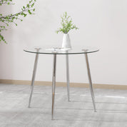 Glas Esstisch Esszimmertisch Küchentisch Glas Moderner Stil Runder Tisch für Wohnzimmer Büro Küche Silber DE | LEUKHOUSE