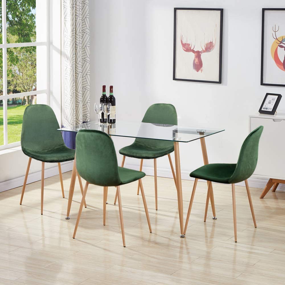 Esstisch aus Glas Rechteckiger Moderner Esstisch Küchentisch mit Metallbeine für Wohnzimmer Esszimmer Büro, Natur DE | LEUKHOUSE