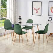 Esstisch aus Glas Rechteckiger Moderner Esstisch Küchentisch mit Metallbeine für Wohnzimmer Esszimmer Büro, Natur DE | LEUKHOUSE