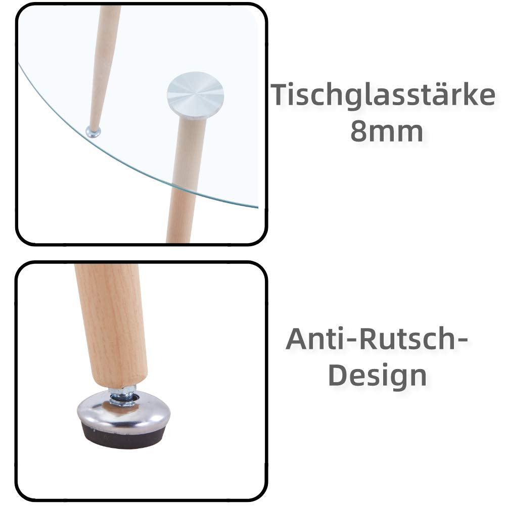 Esstisch Glas Esszimmertisch Modern küchentisch mit Metallbeine Moderner Stil Runder Tisch für Wohnzimmer Büro Küche, Glas DE | LEUKHOUSE