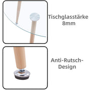 Esstisch Glas Esszimmertisch Modern küchentisch mit Metallbeine Moderner Stil Runder Tisch für Wohnzimmer Büro Küche, Glas DE | LEUKHOUSE