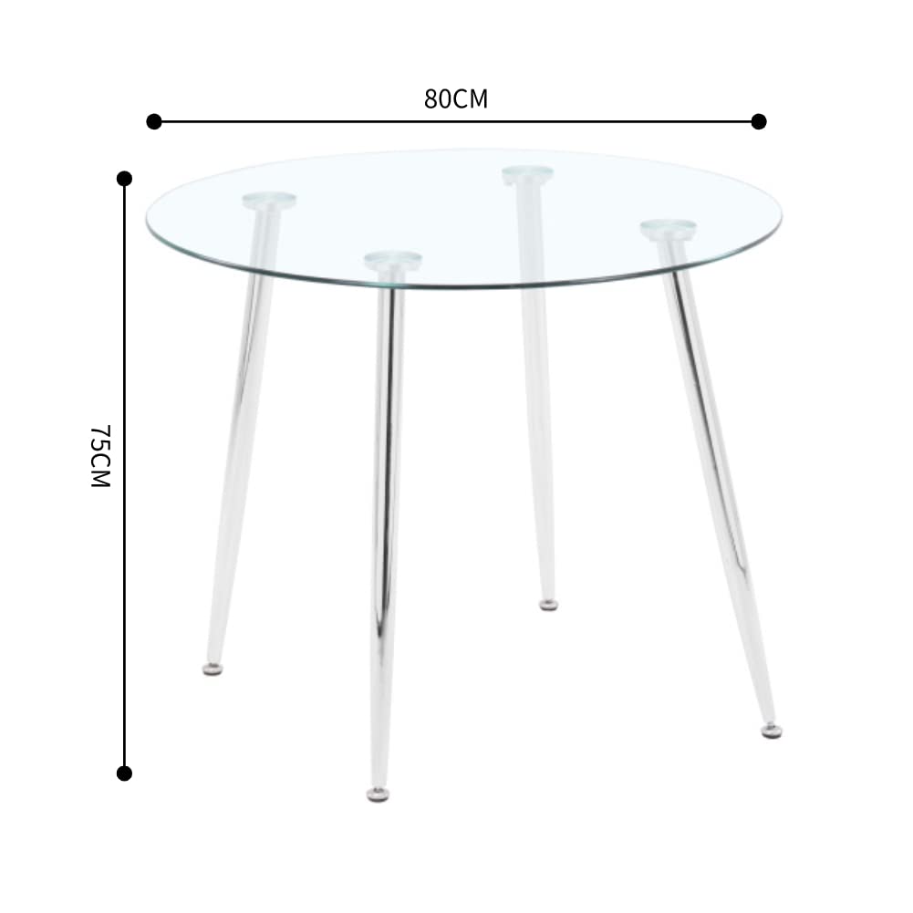 Glas Esstisch Esszimmertisch Küchentisch Glas Moderner Stil Runder Tisch für Wohnzimmer Büro Küche Silber DE | LEUKHOUSE