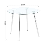 Glas Esstisch Esszimmertisch Küchentisch Glas Moderner Stil Runder Tisch für Wohnzimmer Büro Küche Silber DE | LEUKHOUSE