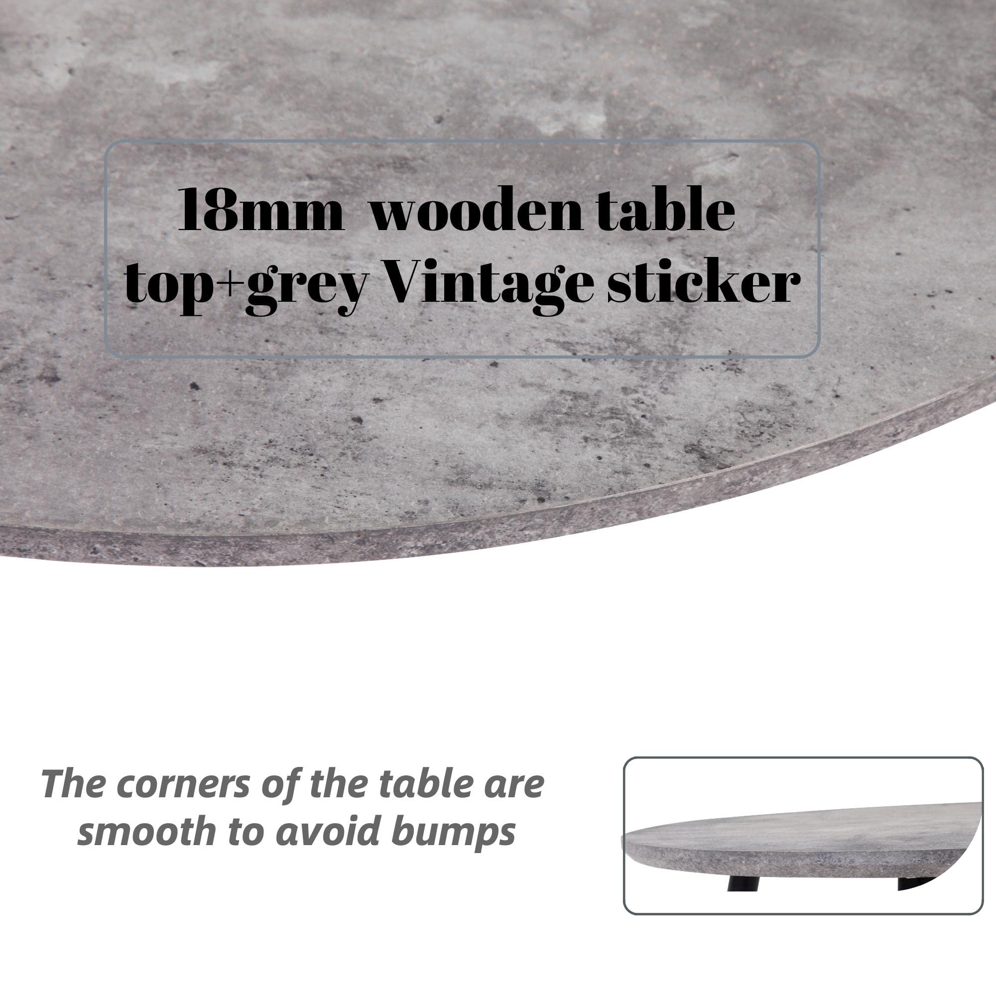 Rectangular Dining Table 120x80cm Grey/Black AWS021UK | LEUKHOUSE