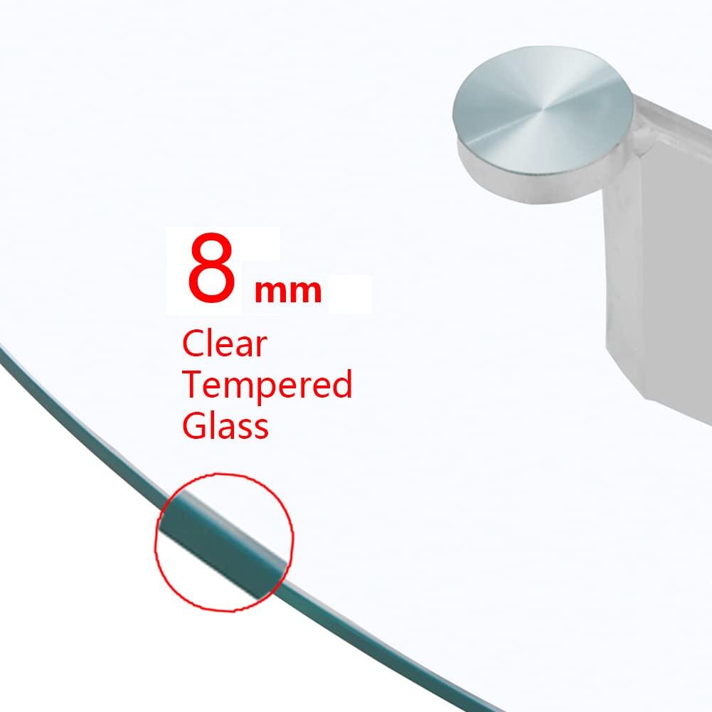 Runder Esstisch Glas Moderner Küchentisch Runder Glastisch Esszimmertische für Esszimmer Wohnzimmer Küche, Silber 80cm DE | LEUKHOUSE