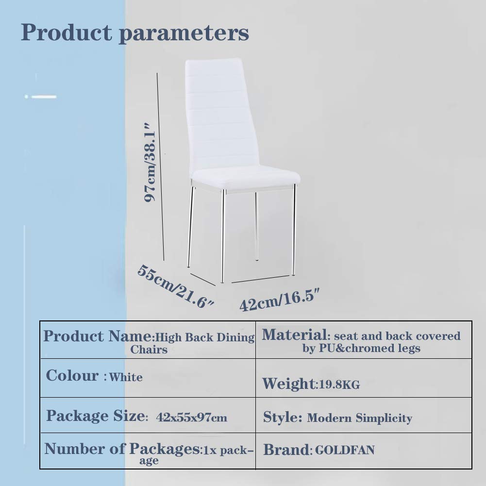 Esszimmerstühle 4er Set Weiße Moderner Eleganter Wohnzimmerstuhl Bürostühle Küchenstühle mit Verchromte Beine Weiß DE | LEUKHOUSE
