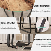 Esstisch Rund Holz Moderner Küchentisch Esszimmertische mit Schwarz Metallbeinen Tisch für Esszimmer Wohnzimmer Küche, Braun, 80 cm DE | LEUKHOUSE