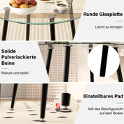 Esstisch Glas Esszimmertisch küchentisch Glastisch Moderner Stil Runder Tisch für Wohnzimmer Büro Küche Schwarz 80cm DE | LEUKHOUSE