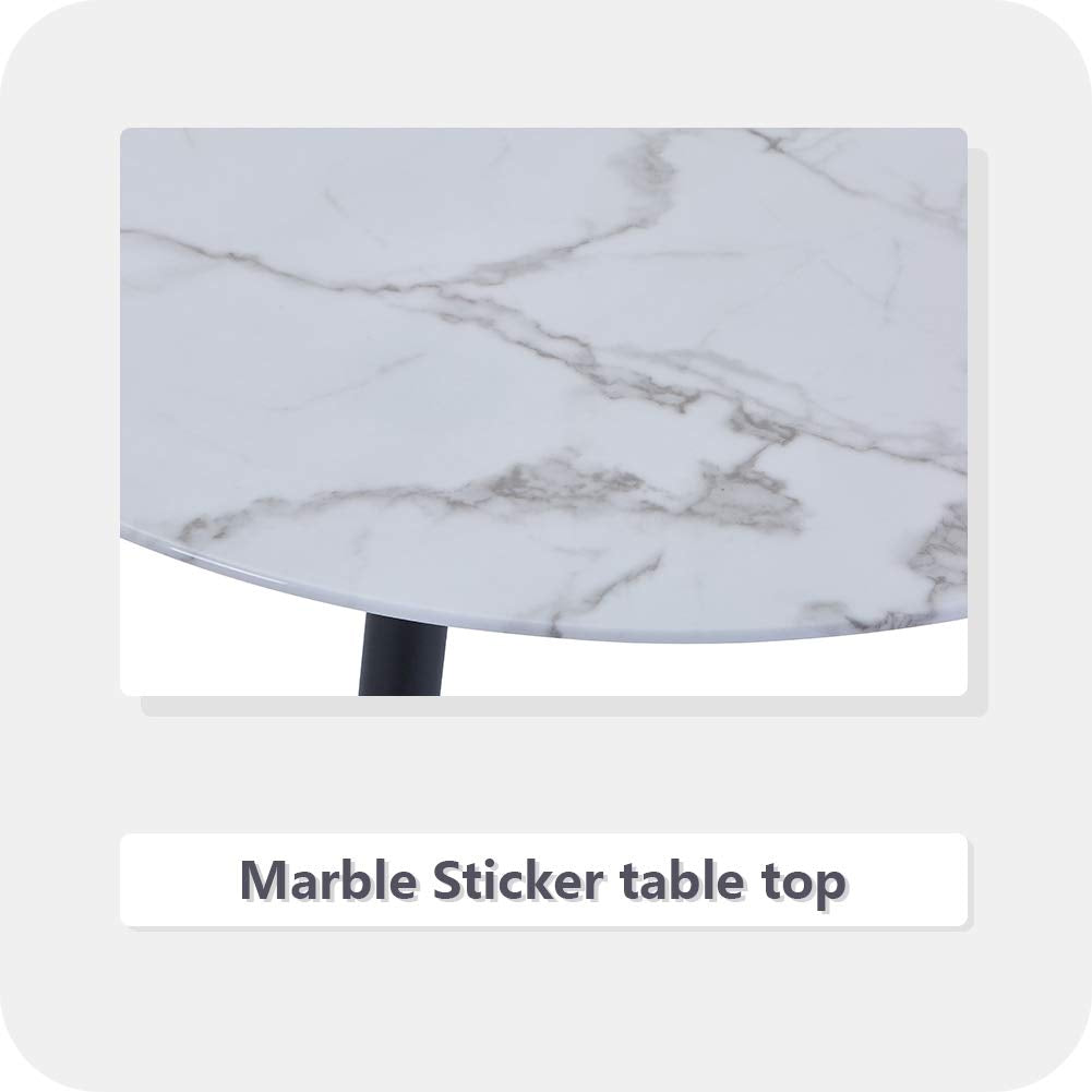 Esstisch Glas Esszimmertisch Moderner Küchentisch Rund Glastisch Marmor Tisch für Wohnzimmer Büro Küche 80cm，Marmor DE | LEUKHOUSE