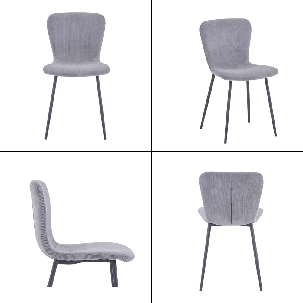 4er Set Küchenstühle Esszimmerstuhl Polsterstuhl Moderner Eleganter Wohnzimmer Stoff Stuhl mit Schwarze Beine，Grau DE | LEUKHOUSE