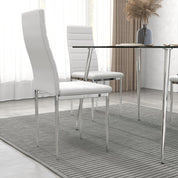 Esszimmerstühle 4er Set Weiße Moderner Eleganter Wohnzimmerstuhl Bürostühle Küchenstühle mit Verchromte Beine Weiß DE | LEUKHOUSE