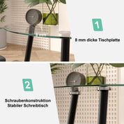 Esstisch Glas Esszimmertisch küchentisch Glastisch Moderner Stil Runder Tisch für Wohnzimmer Büro Küche Schwarz 80cm DE | LEUKHOUSE