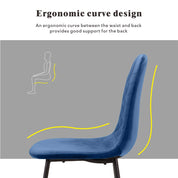 4er Set Esszimmerstuhl Samt Grün Samtstuhl Moderner Eleganter Küchenstühle Wohnzimmer Stuhl mit Schwarze Stuhlbeine, Blau DE | LEUKHOUSE