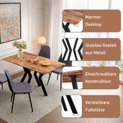 Esstisch Holz, Küchentisch 110x70cm, Holztisch Rechteckiger für Küche Esszimmertisch Tich mit Metallbeinen Wohnzimmer oder Büro DE | LEUKHOUSE