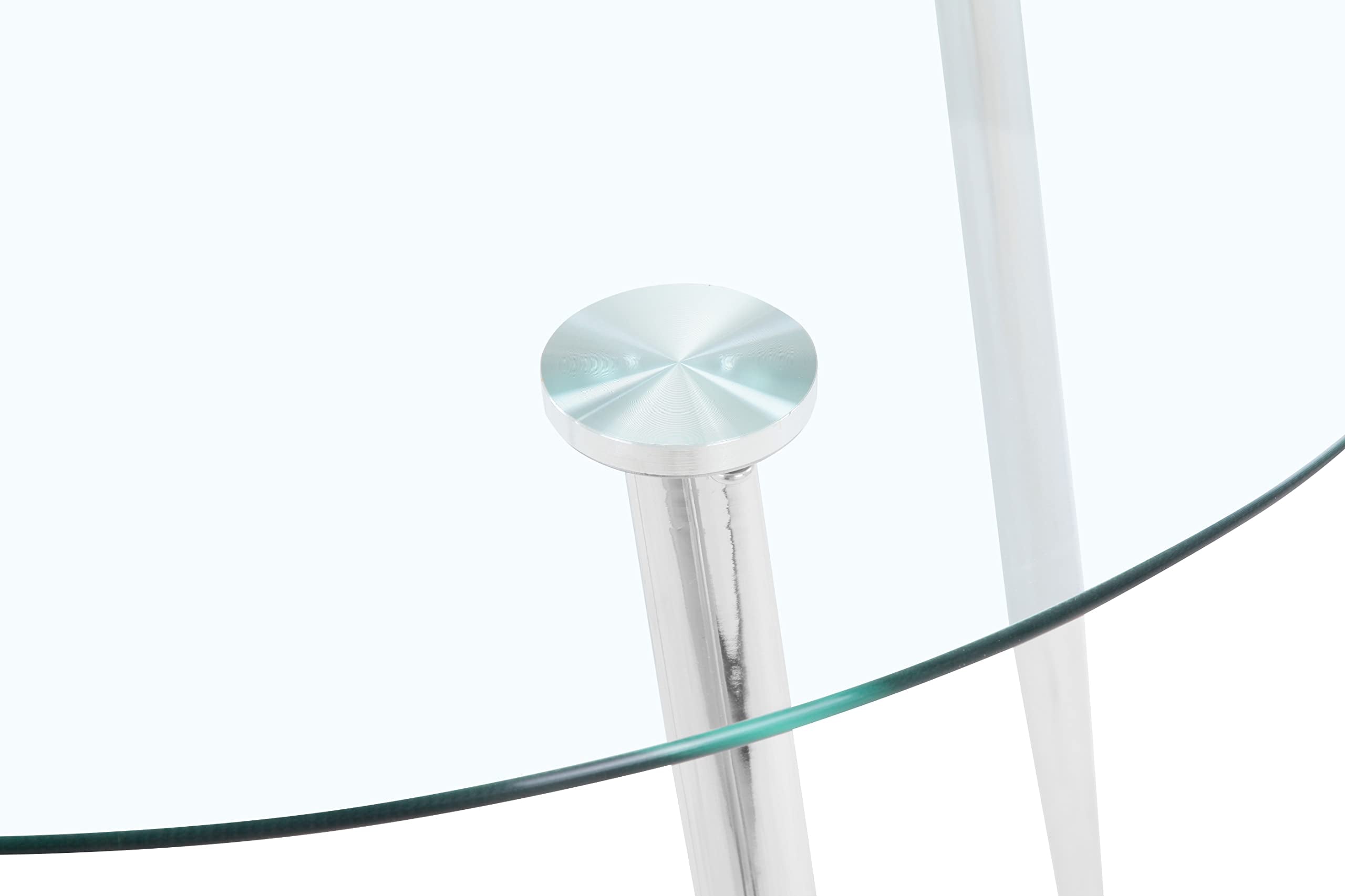 Glas Esstisch Esszimmertisch Küchentisch Glas Moderner Stil Runder Tisch für Wohnzimmer Büro Küche Silber DE | LEUKHOUSE