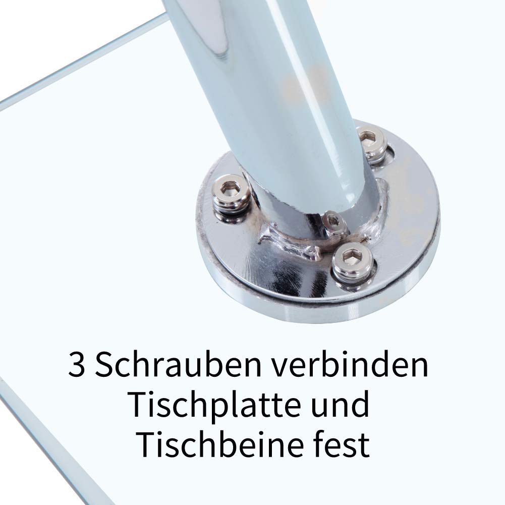 Schreibtisch Glasplatte Moderner Arbeitstisch aus Glas Rechteckiger Schreibtisch Computertisch Bürotisch Mit Metallbeinen, Silber DE | LEUKHOUSE
