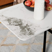 Couchtisch Weiß Wohnzimmertisch Marmor im Industriestil, Rechteckiger Sofatisch, Kaffetisch, TV Tische, für Wohnzimmer, Schlafzimmer, 100 x 50 x 45cm DE | LEUKHOUSE