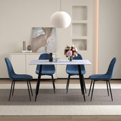 Rechteckiger Esstisch aus Glas Moderner Marmor Küchentisch mit Metallbeinen für Esszimmer Wohnzimmer, Weiß DE | LEUKHOUSE