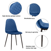 4er Set Esszimmerstuhl Samt Grün Samtstuhl Moderner Eleganter Küchenstühle Wohnzimmer Stuhl mit Schwarze Stuhlbeine, Blau DE | LEUKHOUSE