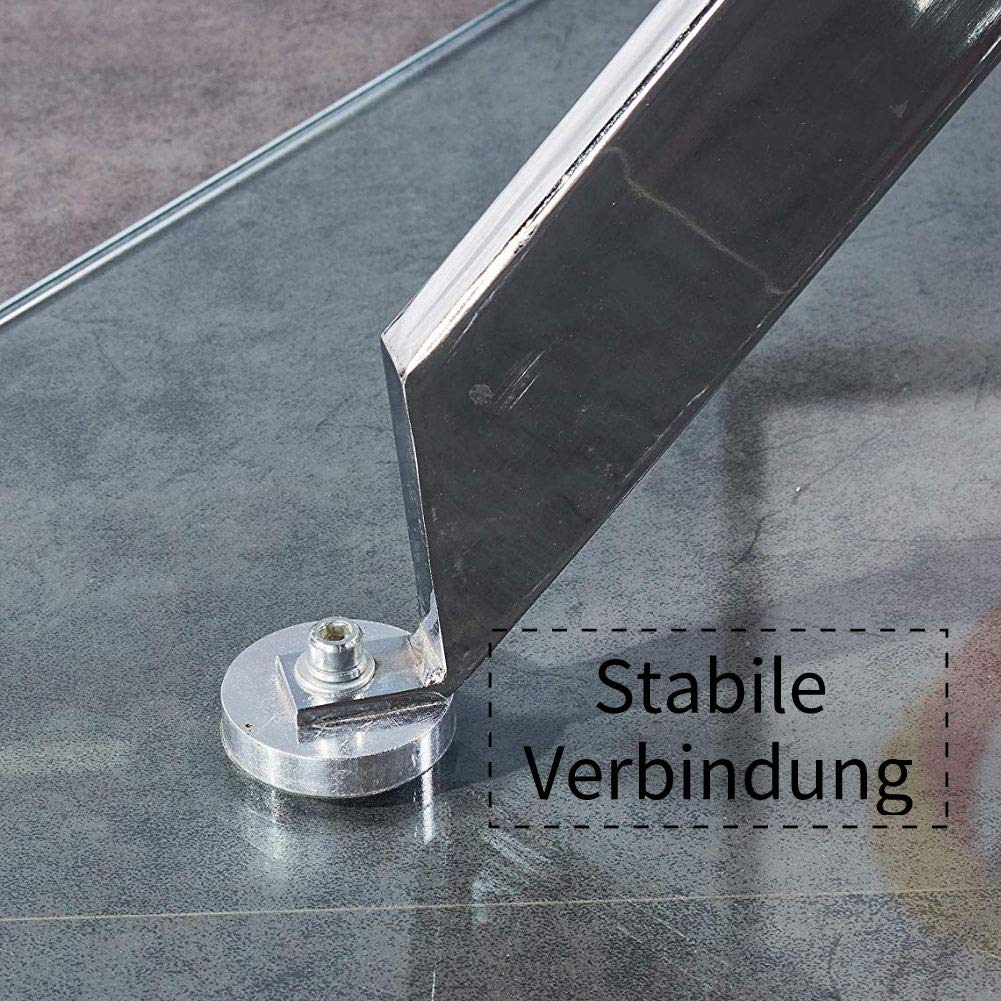 Glas Esstisch Küchentisch Glastisch Silberne Metalltischbeine Moderner Stil Quadratischen Tisch für Büro Küche 110cm DE | LEUKHOUSE