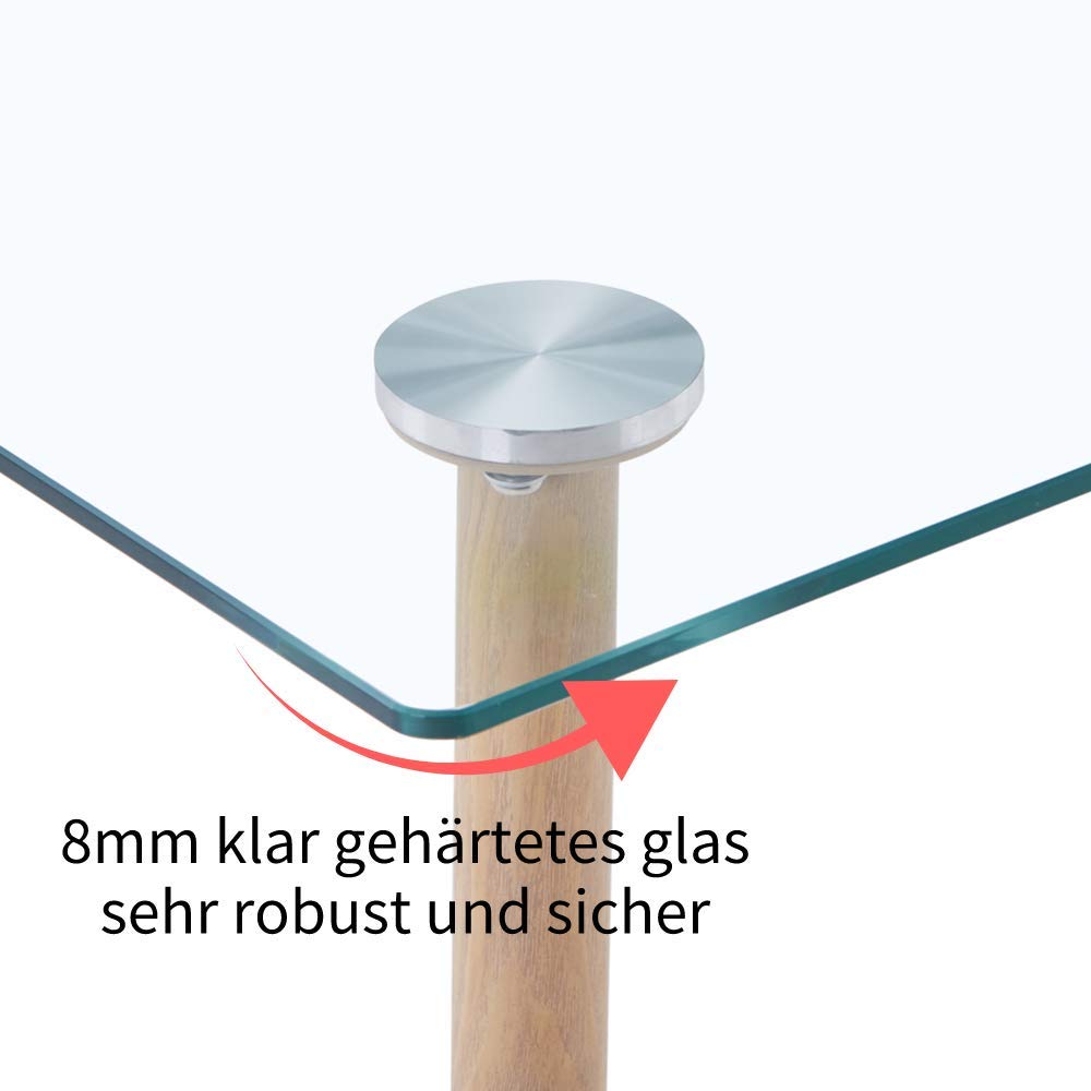 Esstisch aus Glas Rechteckiger Moderner Esstisch Küchentisch mit Metallbeine für Wohnzimmer Esszimmer Büro, Natur DE | LEUKHOUSE